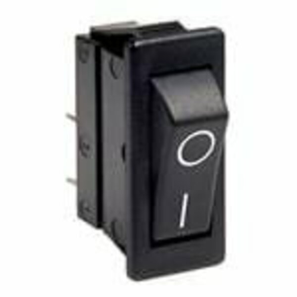 Arcoelectric Rocker Switch, Spdt, On-Off-On, 10A, 24Vdc, Quick Connect Terminal, Rocker Actuator, Panel Mount C1520ARBB